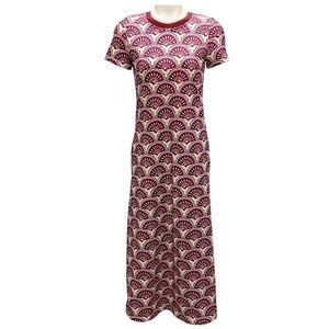 LA DOUBLEJ PURPLE FANS PRINT COTTON JERSEY SPORTY SWING DRESS